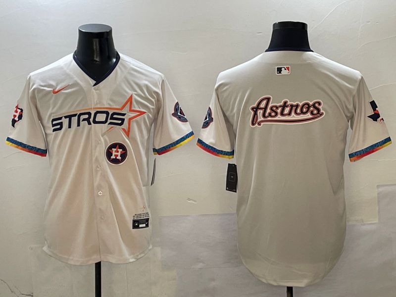 Men Houston Astros Blank Cream Fourth generation Joint Name 2025 Nike MLB Jersey style 41411->houston astros->MLB Jersey